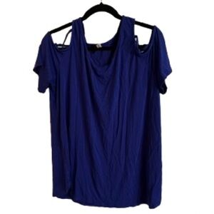IGenjun Women's Blue Cold Shoulder Top - 2XL